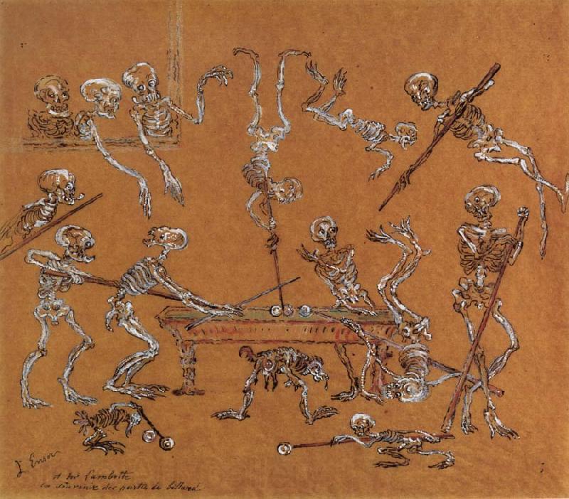 James Ensor Skeletons Playing Billiards France oil painting art
